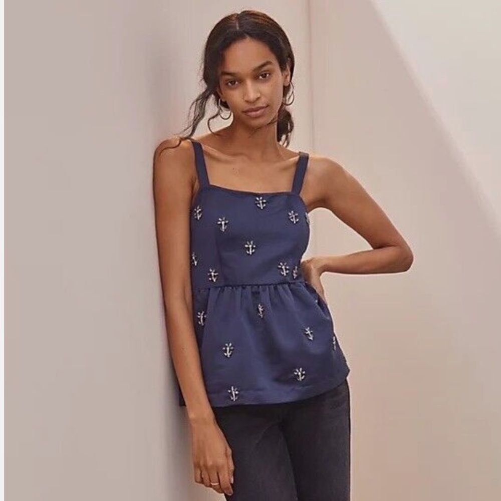 NWT Anthropologie Dhruv Kapoor Beaded Babydoll Tank Size Large